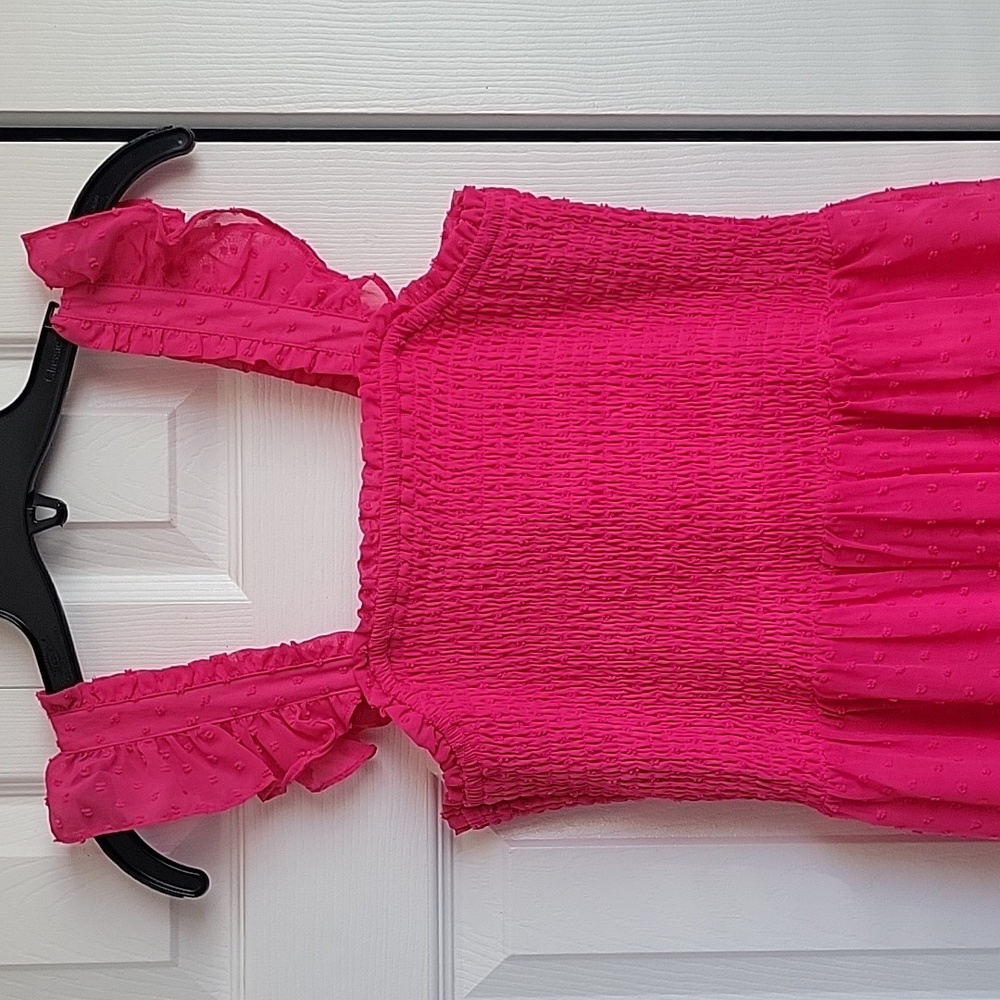 Warehouse Bright Pink Ruffled Dress - Picture 2 of 9